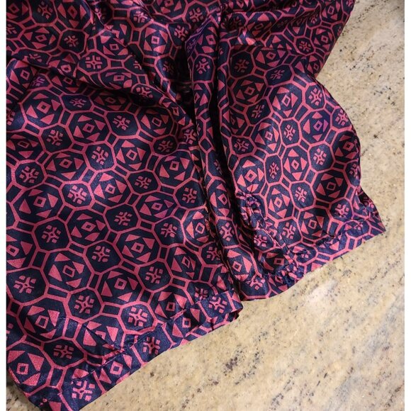 WD Ny Plus Size 3X Pink Blue Satin Silky Babydoll Empire Waist Geometric Blouse - Picture 11 of 13